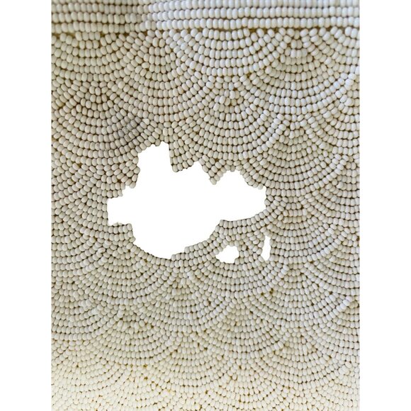 Vintage Wedding Ivory Beaded Evening Bag With Gold Clasp & Chain Strap‎ 9" x 7" - Picture 5 of 6